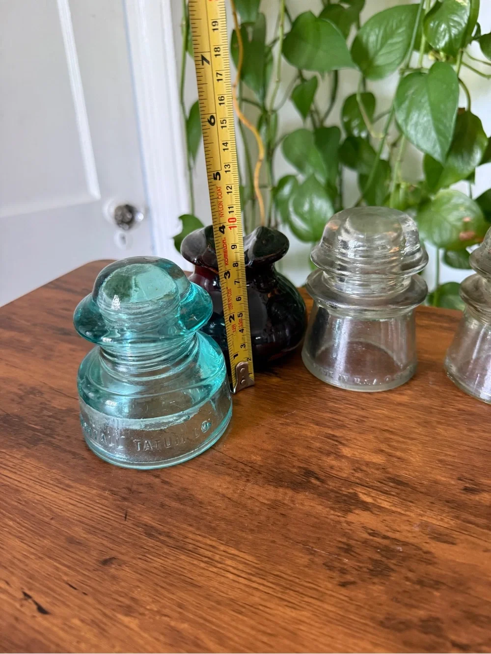 Vintage Glass Insulator Lot of 5 Mixed Colors Including Whitall Tatum